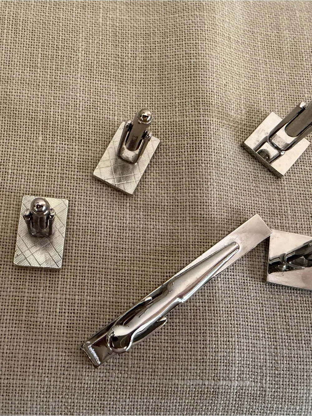 2 Sets of Silver and Black Cufflinks & Tie Bar  - Men's Accessory set